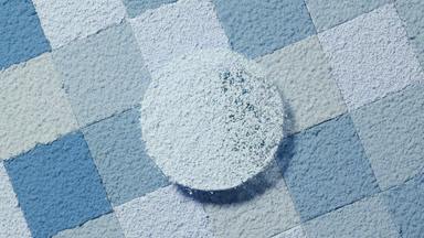 Pastel Blue Powder Sifted in Circular Motion on Blue Shades