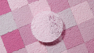 Rose Powder Swirling Over Pink Mosaic Surface