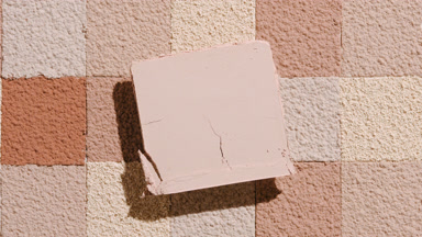 Beige Square Powder Over Beige and Brown Mosaic