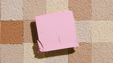 Pale Pink Powder Square Over Pink Mosaic Background