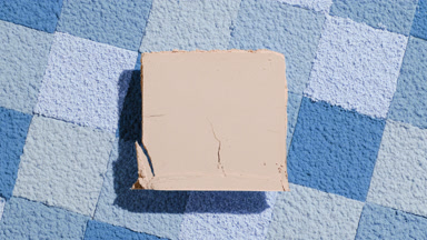 Beige Pressed Powder with Blue Mosaic Background