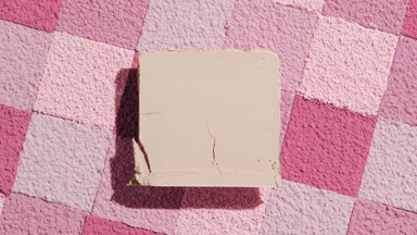 Beige Pressed Powder with Pink Mosaic Background