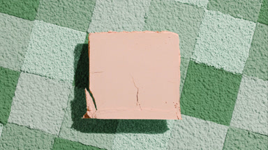 Beige Pressed Powder with Green Mosaic Background