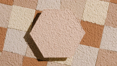 Beige Sifted Powder Hexagon on Skin Tone Mosaic