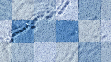 Slow-Motion Water Flow on Blue Shades Mosaic Background
