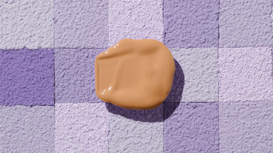 Beige Foundation Blob with Shadow on Purple Mosaic