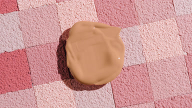 Beige Foundation on Pink Powder Mosaic Close-Up
