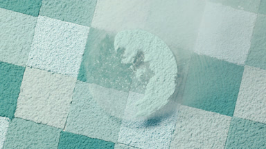 Cyan Powder Tossed Over Mosaic Surface