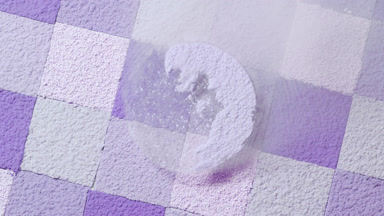 Pastel Violet Powder Sifting in Slow Motion Over Mosaic Surface
