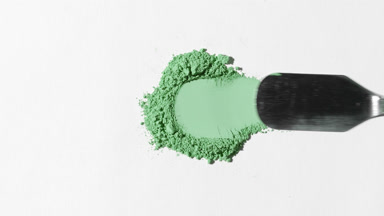 Green Powder Smeared on Pale Gray Canvas