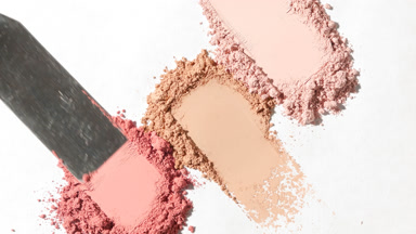 Ultra-Close Shot of Pink and Beige Powder for Blush Ad
