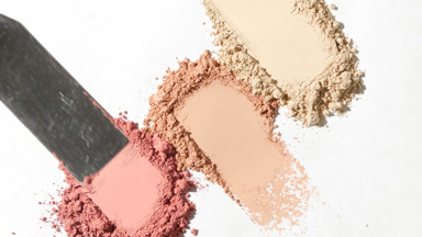 Intimate Close-Up of Pink and Beige Powder for Blush
