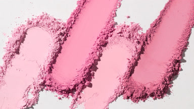 Top-Down View of Pink Powder Smears for Blush Marketing