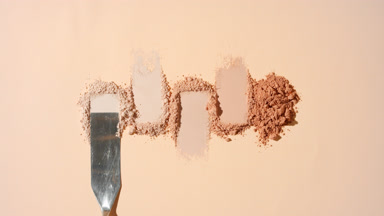 Five Beige Powder Heaps with Palette Knife Action