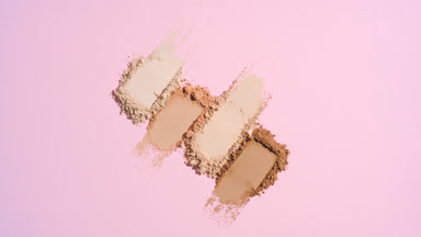 Four Beige to Brown Powder Smears on Baby Pink