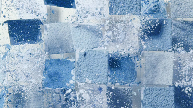 Blue Powder Mosaic Burst from Below