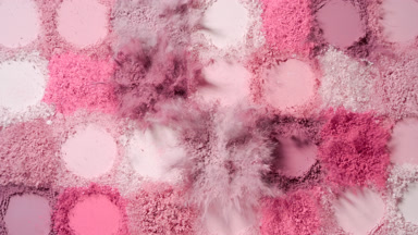 Top-Down View of Pink Powder Heaps Exploding