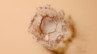 Beige Powder Mountain Smashed in Slow Motion