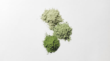 Overhead View of Green Powder Piles with Dynamic Shadows