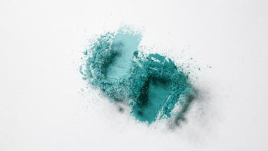 Cyan Powder Burst in Slow Motion on Grey Background