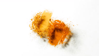 Orange and Yellow Powder Shatter in Slow Motion
