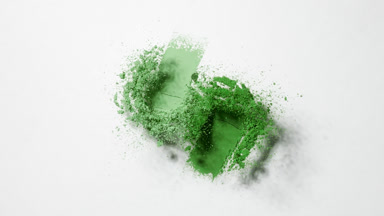 Green Powder Burst on Light Grey Background