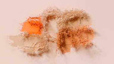 Slow-Motion Burst of Beige and Orange Powder Layout