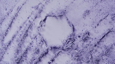 Violet Powder Burst with Palette Knife Trails from Above