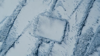 Pale Blue Powder Burst with Rectangle Imprint from Above