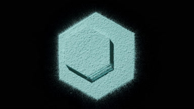 Cyan Powder in Hexagon with Pedestal and Shadows