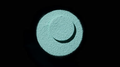 Cyan Fine Powder in Round Shape with Deep Shadows