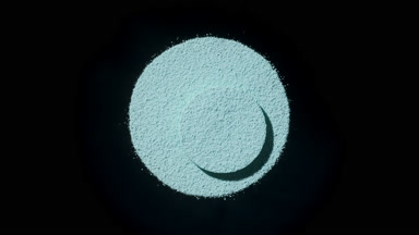 Cyan Powder Geometry: Dynamic Shadows on Black