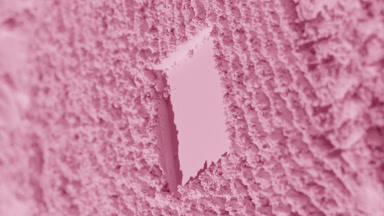 Pink Powder Surface with Furrows and Changing Shadows