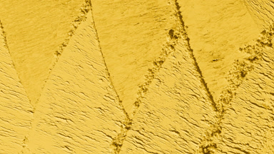Yellow Powder Surface with Knife Trails and Fluid Shadows