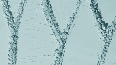 Intersected Knife Trails on Pale Cyan Powder Surface