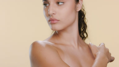 Hispanic woman with fair healthy skin, rejuvenated skin